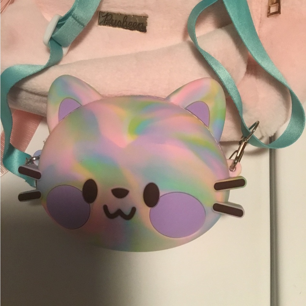 Pusheen  Plush Backpack - Cute cat Daypack for a girl with a small cross bag